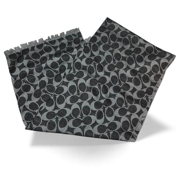 Coach black/gray signature monogram wrap scarf shawl quiet luxury scandi girl - Picture 2 of 3